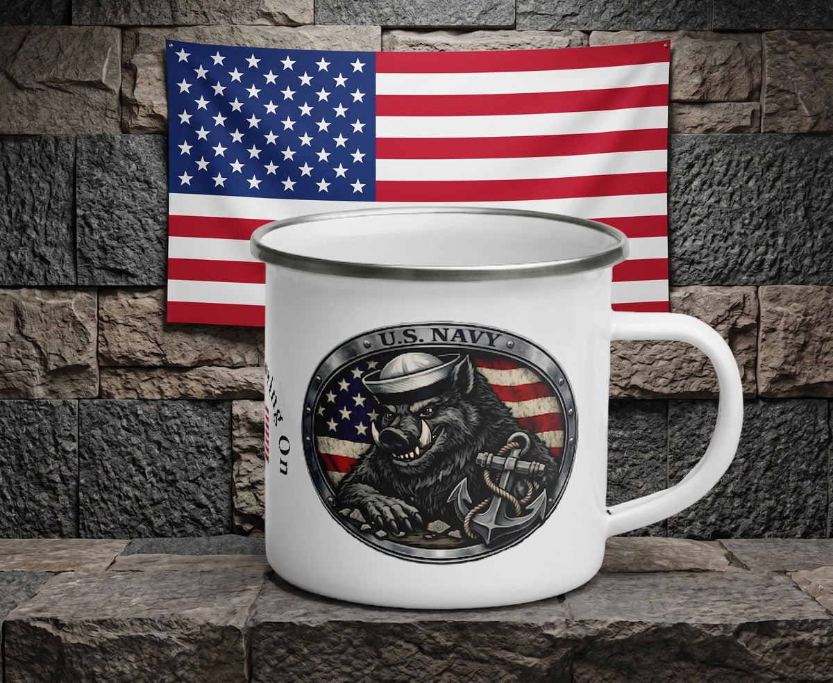 K-B-O Navy Boar Heavy-Duty Enamel Drinkware