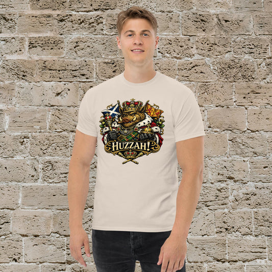 “Huzzah!” Gentleman Boar Universal Classic Tee, natural, front view