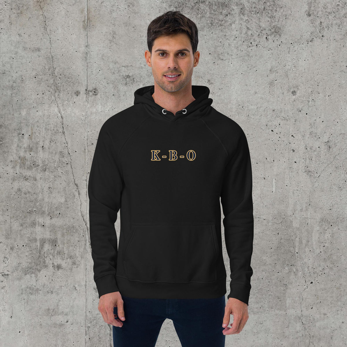Between The Chaos And The Quiet Unisex Raglan Hoodie | Heavyweight Police Graphic Fleece, black, front view
