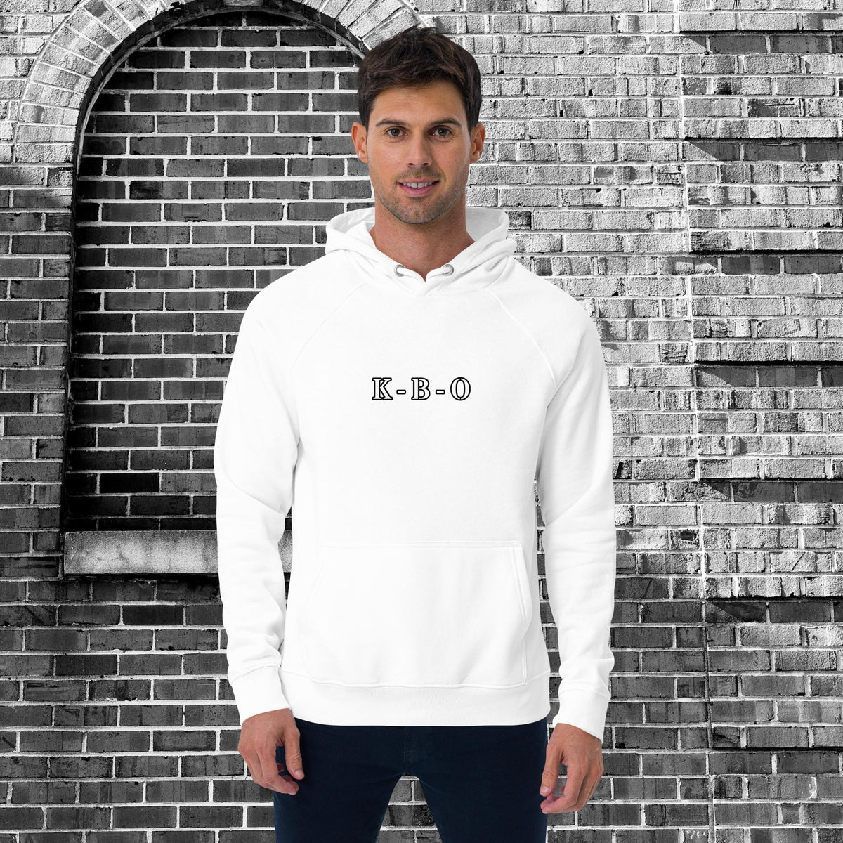 Verbal Debris Incoming Unisex Raglan Hoodie, white, front view