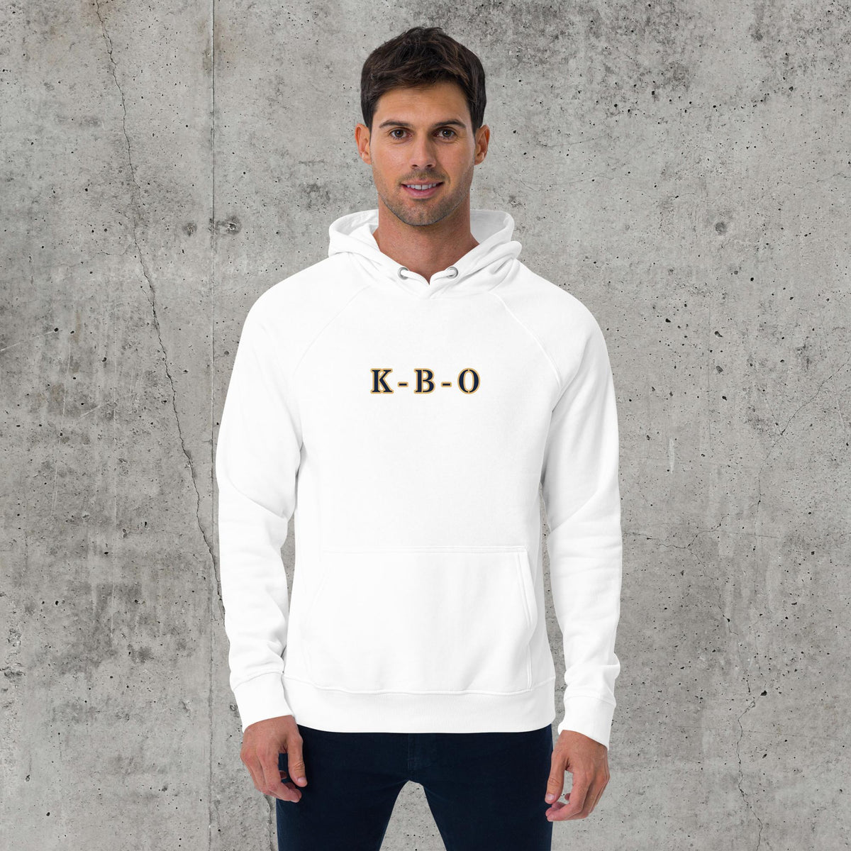 Between The Chaos And The Quiet Unisex Raglan Hoodie | Heavyweight Police Graphic Fleece, white, front view