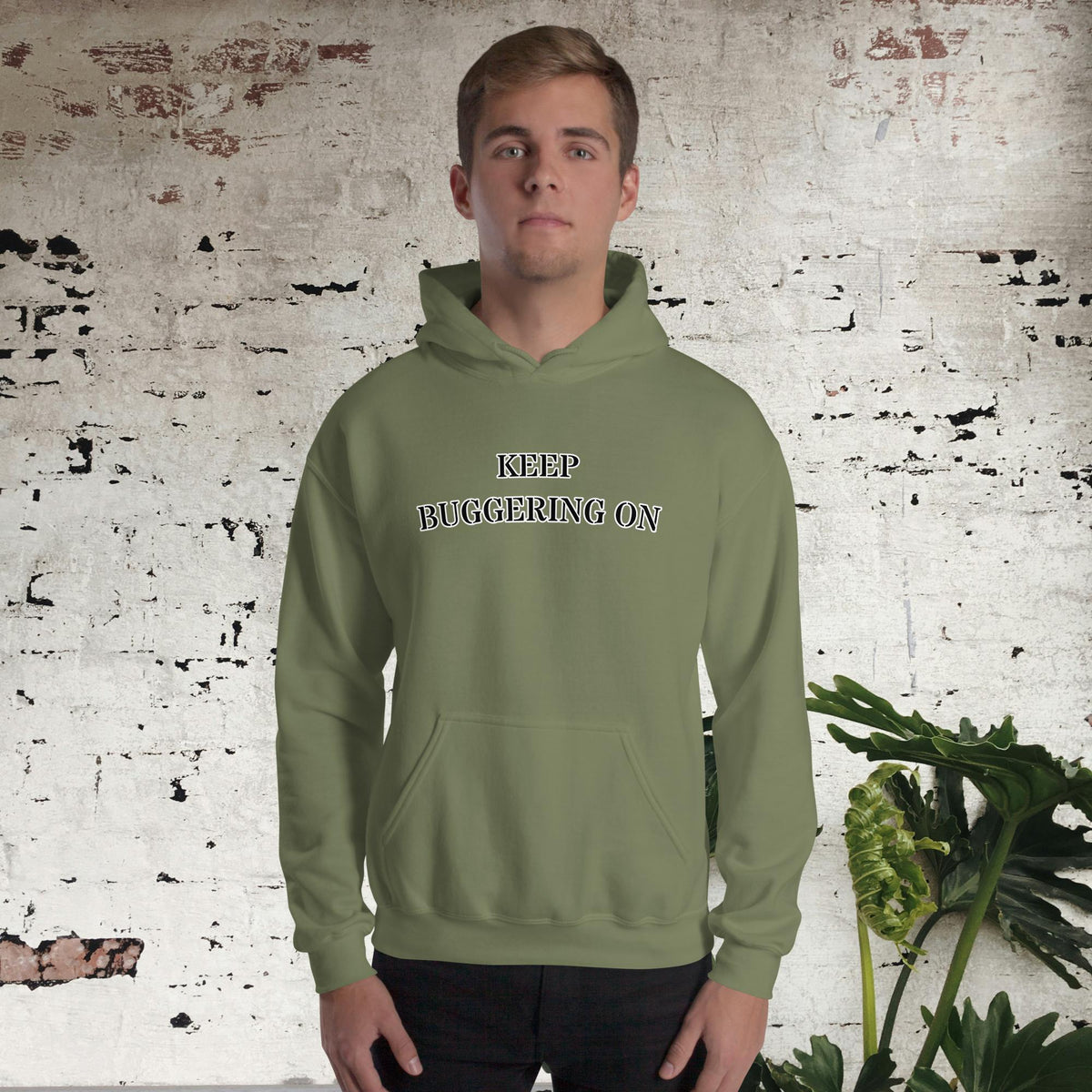 Pig War “Keep Your Potatoes Out of My Boar's Mouth” Unisex Hoodie, military green, front view