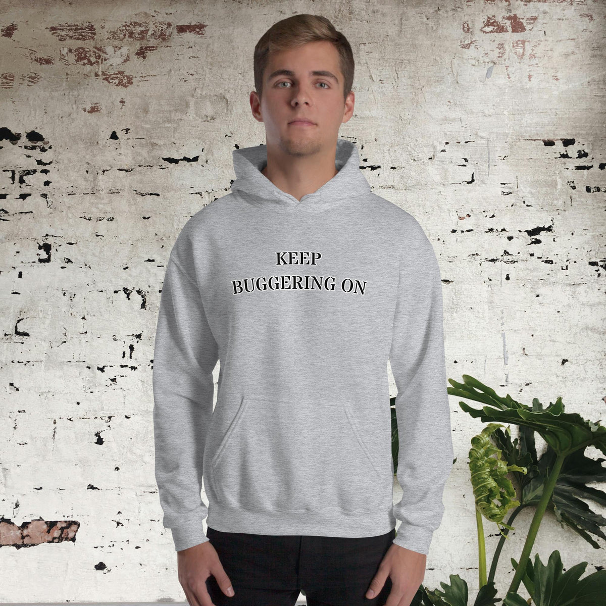 Pig War “Keep Your Potatoes Out of My Boar's Mouth” Unisex Hoodie, sport grey, front view