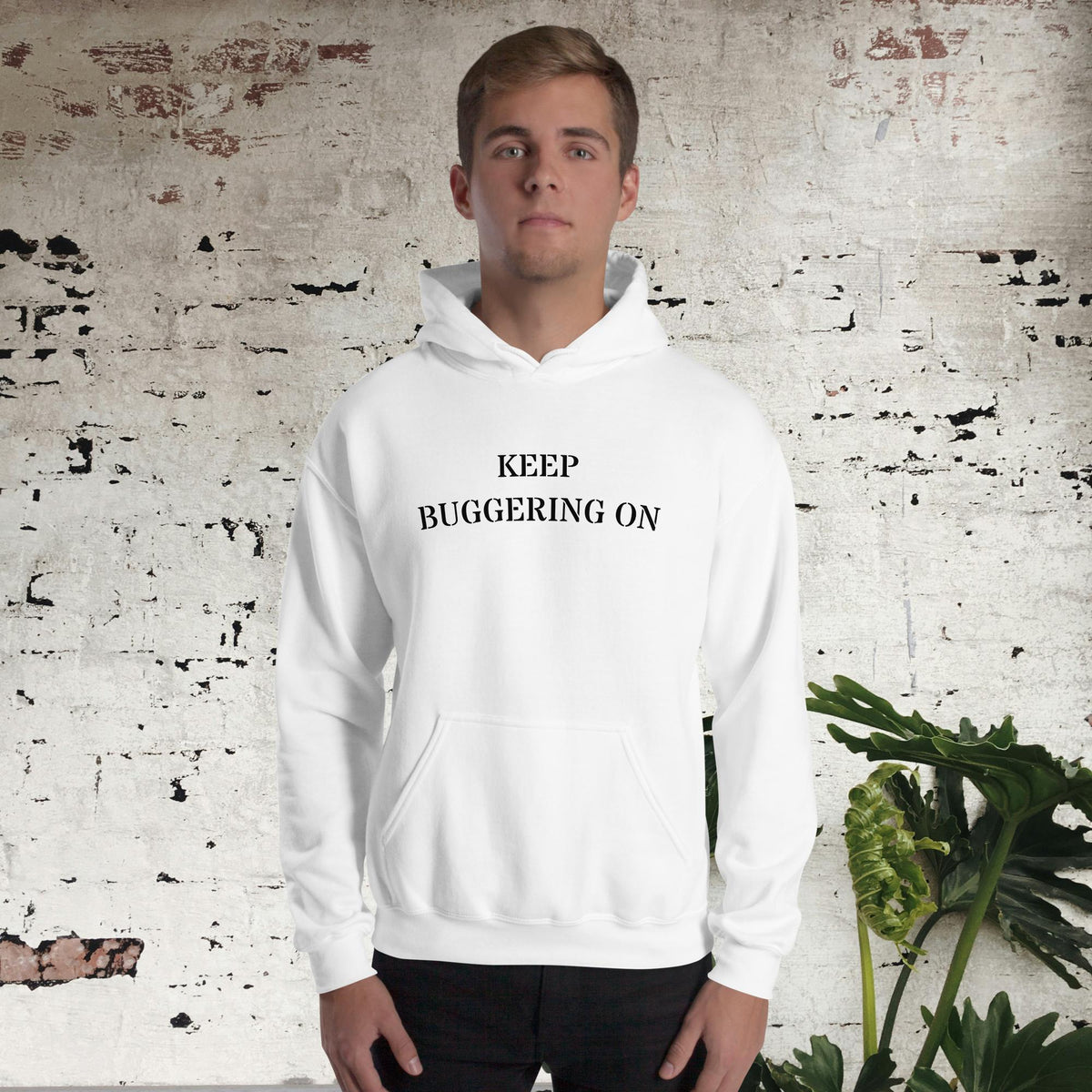 Pig War “Keep Your Potatoes Out of My Boar's Mouth” Unisex Hoodie, white, front view