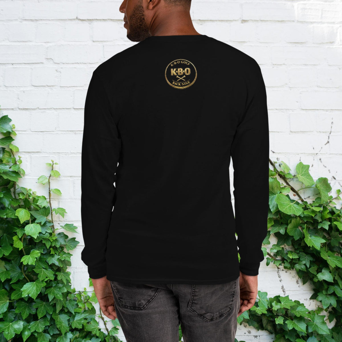 “Flush It!!!” Unisex Long Sleeve Shirt – Humorous Golfer Gift, black, back view