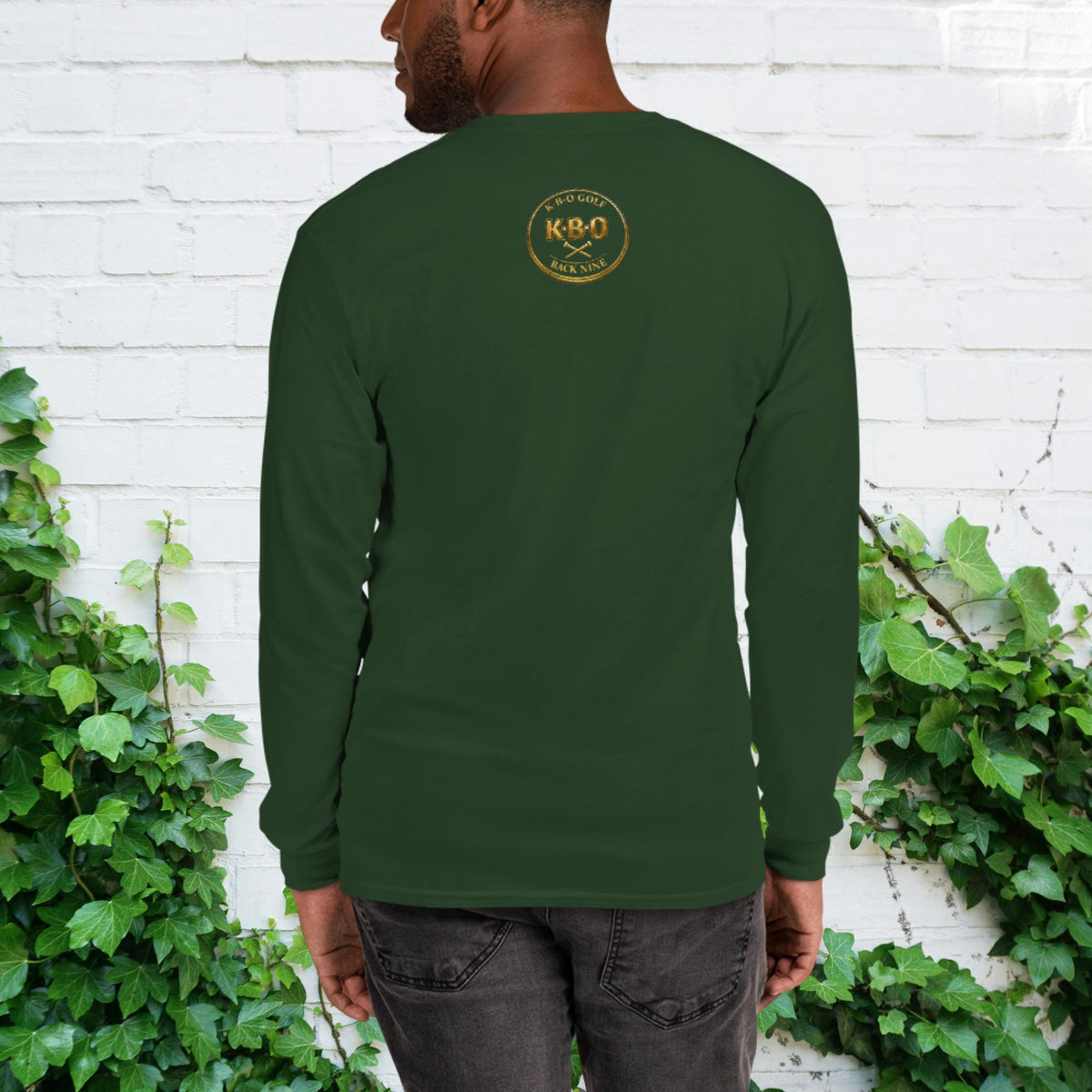 “Flush It!!!” Unisex Long Sleeve Shirt – Humorous Golfer Gift, forest green, back view