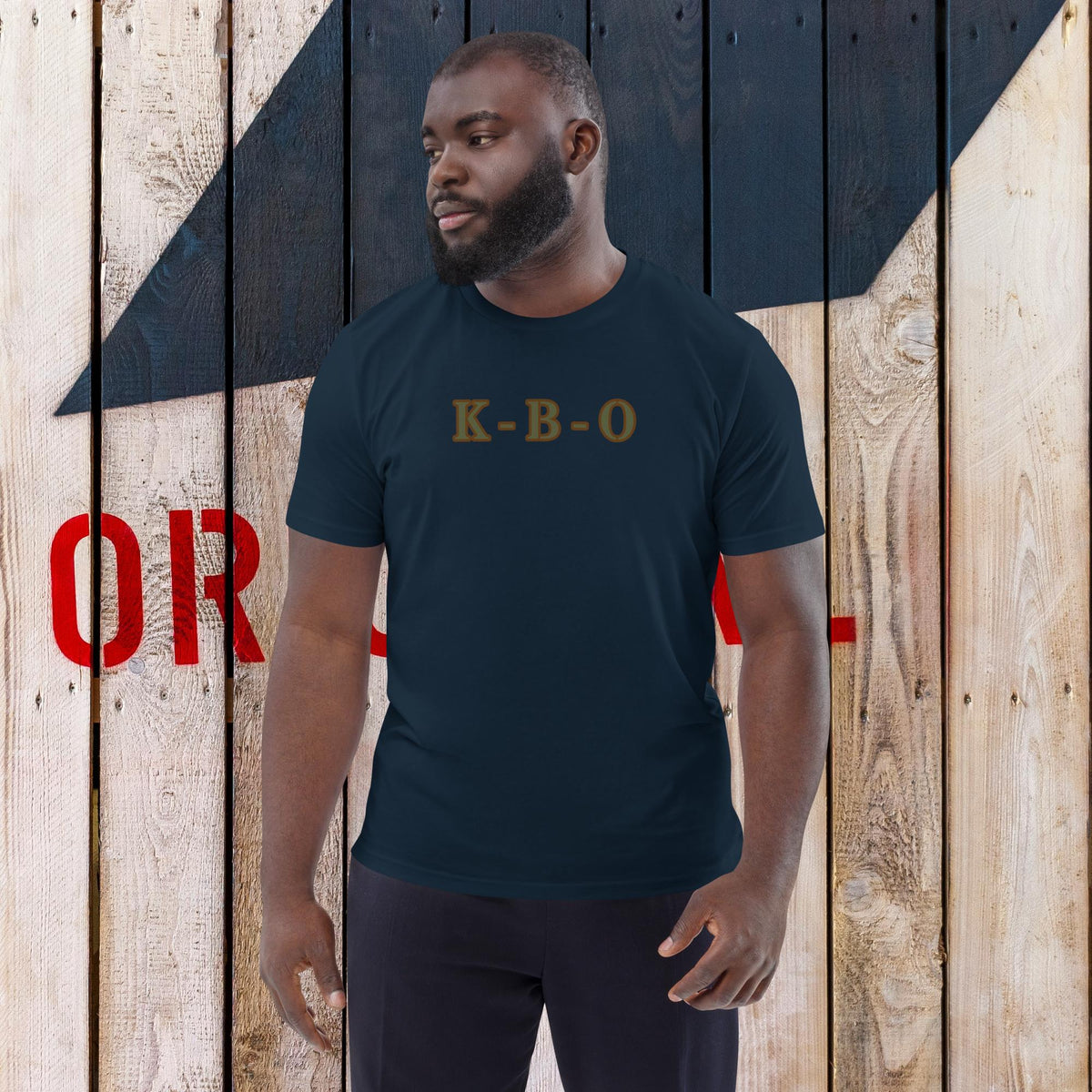 KBO A Signature Exit: “Crop Dustin’” Organic Unisex Graphic Tee, french navy, front view