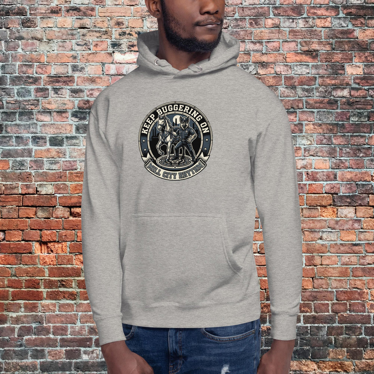 KBO Mill City Rhythm Hoodie | Police, carbon grey, front view