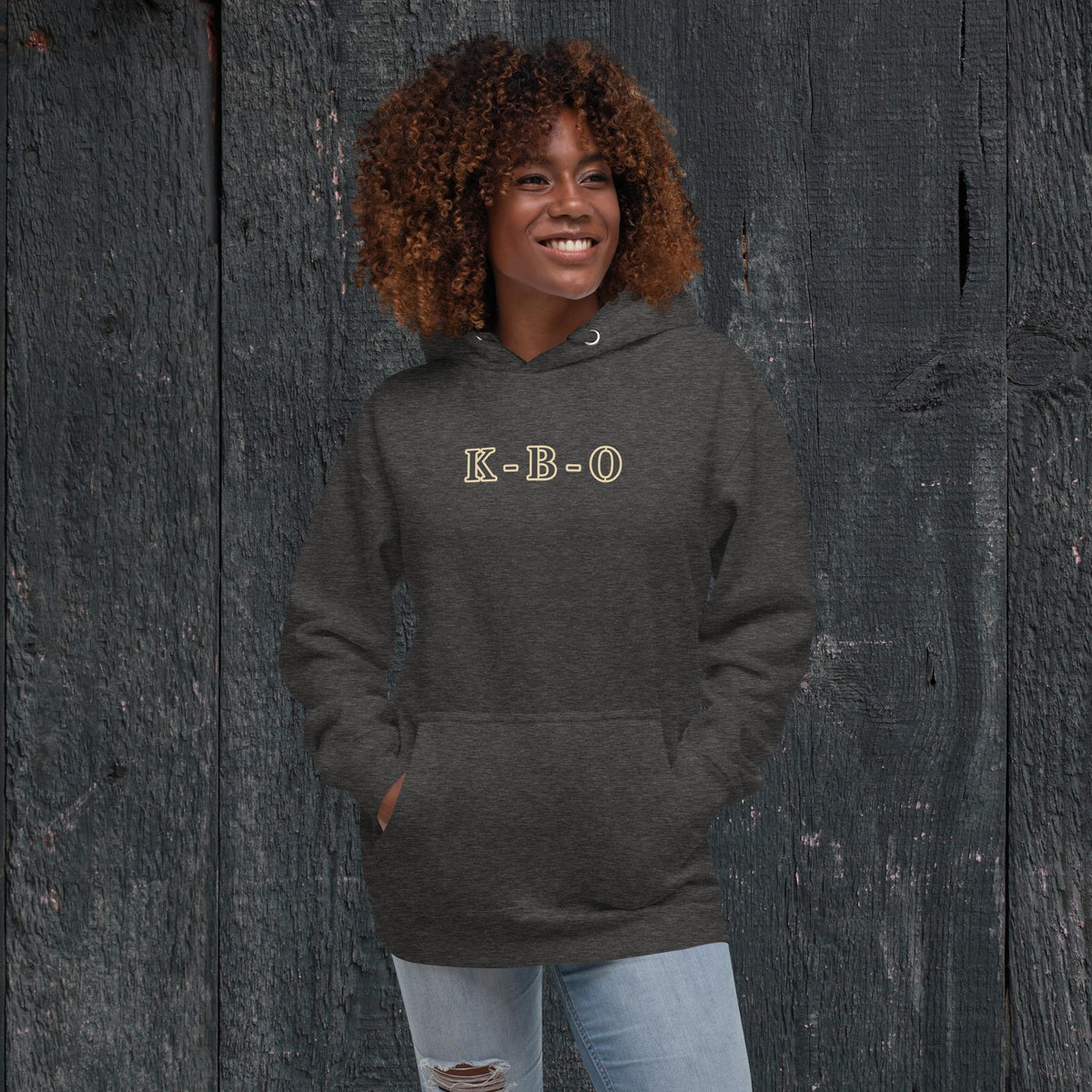 KBO “Headlamps On” Search & Rescue/EMS Heritage Unisex Hoodie, charcoal heather, front view