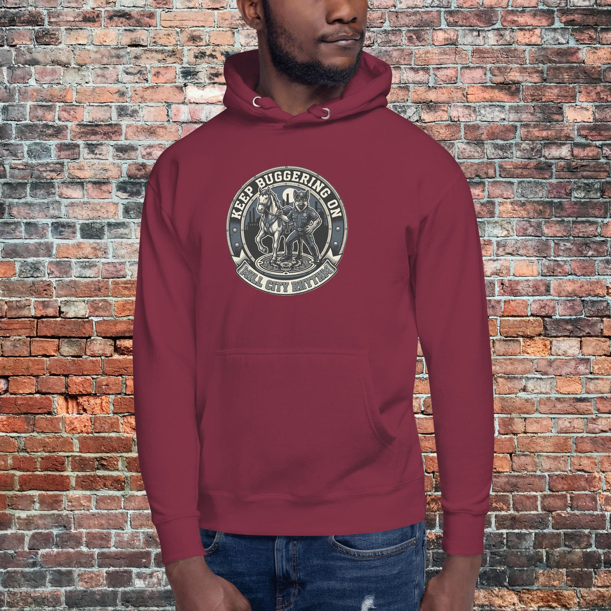 KBO Mill City Rhythm Hoodie | Police, maroon, front view