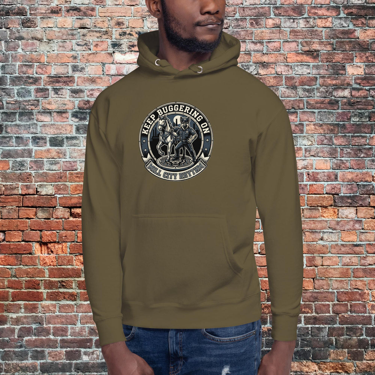 KBO Mill City Rhythm Hoodie | Police, military green, front view