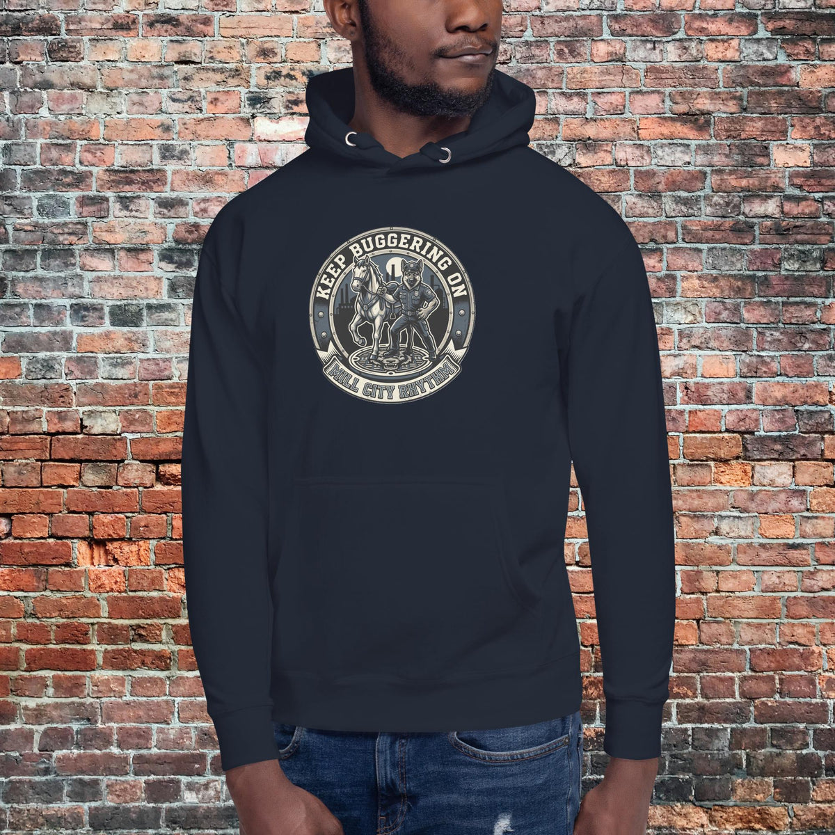KBO Mill City Rhythm Hoodie | Police, navy blazer, front view