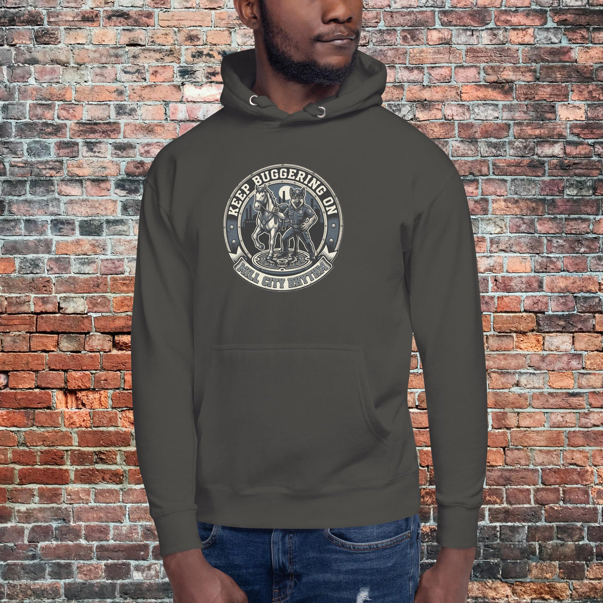 KBO Mill City Rhythm Hoodie | Police, vintage black, front view