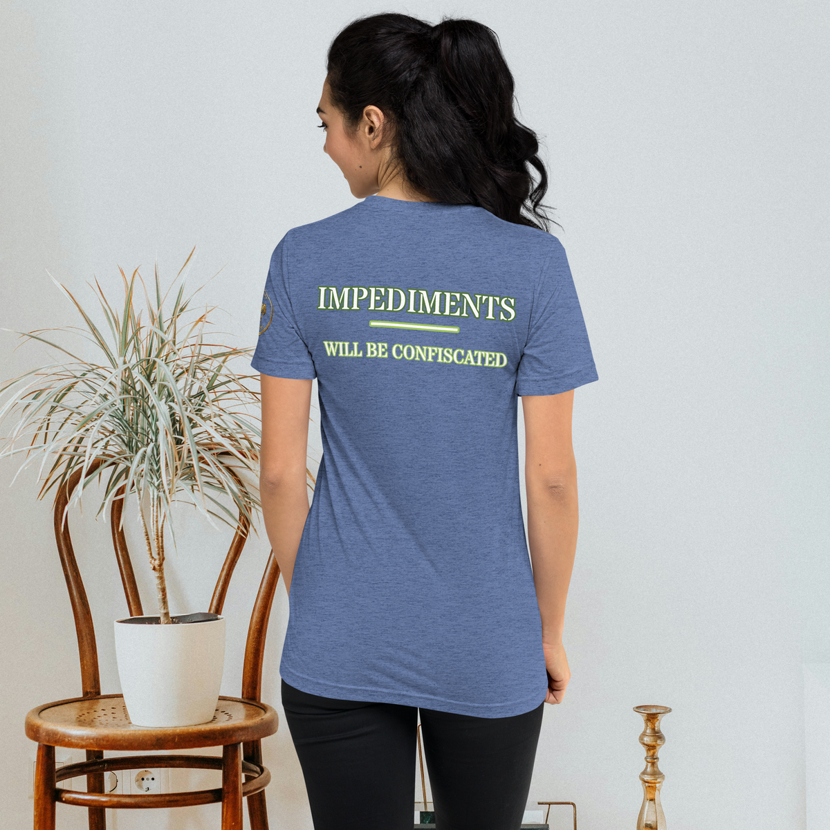 “Local Rule No. 1” Vintage Unisex Tri-Blend Tee, blue, back view