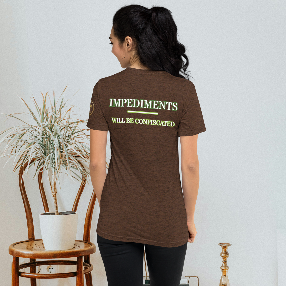 “Local Rule No. 1” Vintage Unisex Tri-Blend Tee, brown, back view