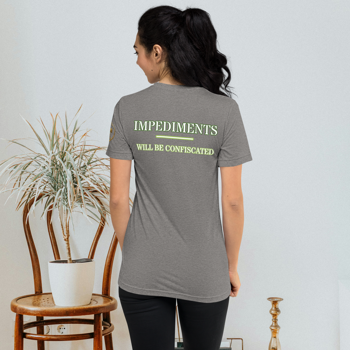 “Local Rule No. 1” Vintage Unisex Tri-Blend Tee, grey, back view