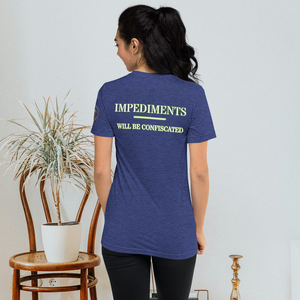 “Local Rule No. 1” Vintage Unisex Tri-Blend Tee, navy, back view