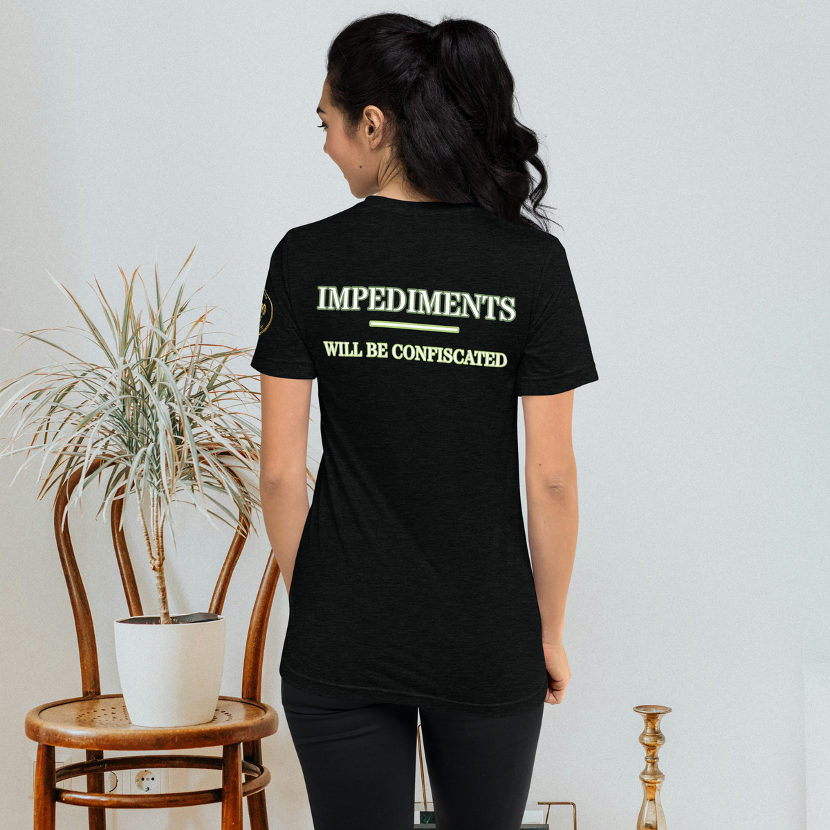 “Local Rule No. 1” Vintage Unisex Tri-Blend Tee, solid black, back view