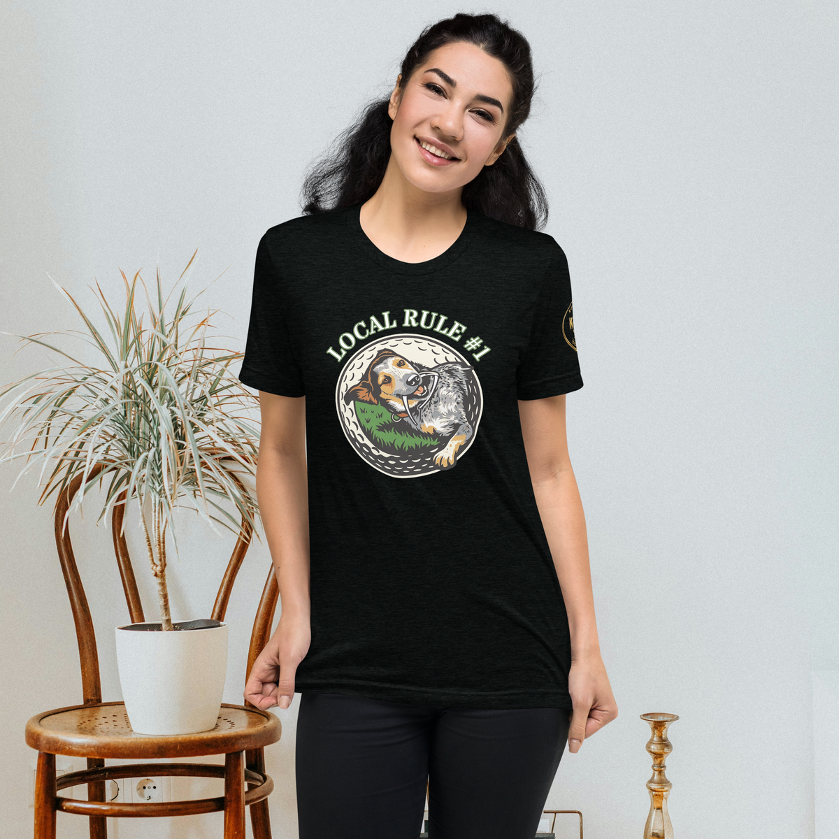 “Local Rule No. 1” Vintage Unisex Tri-Blend Tee, solid black, front view