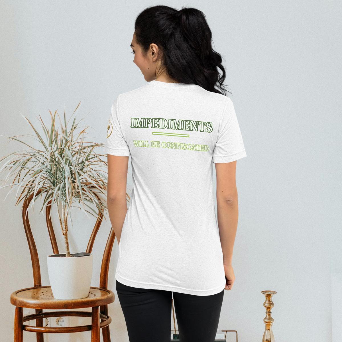 “Local Rule No. 1” Vintage Unisex Tri-Blend Tee, solid white, back view