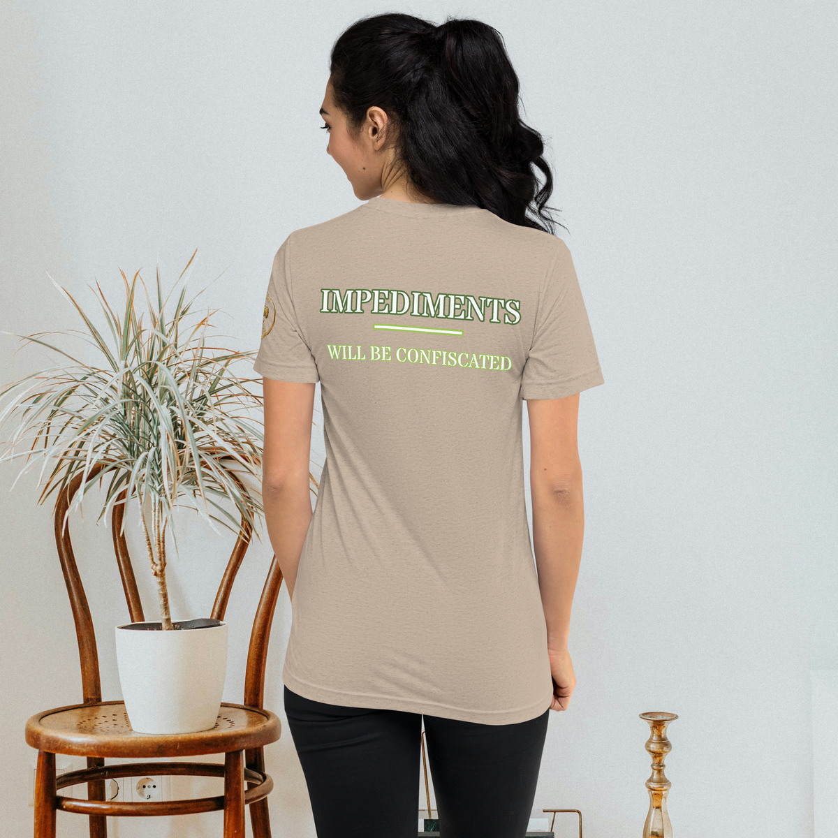 “Local Rule No. 1” Vintage Unisex Tri-Blend Tee, tan, back view